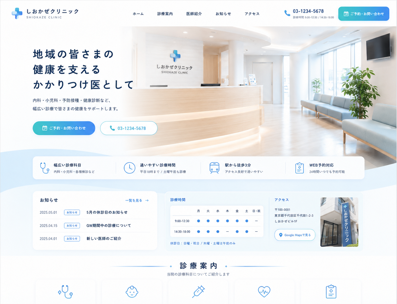 クリニックサイトの制作サンプル
